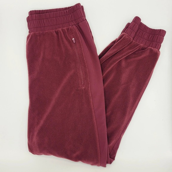 Zyia Active Pants - ZYIA ACTIVE Burgundy Velour Jogger Sweatpants Womens XL Zipper Pockets Cozy